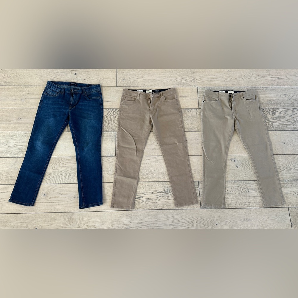 Men's Slim Fit Jeans in Blue and Tan 34/30